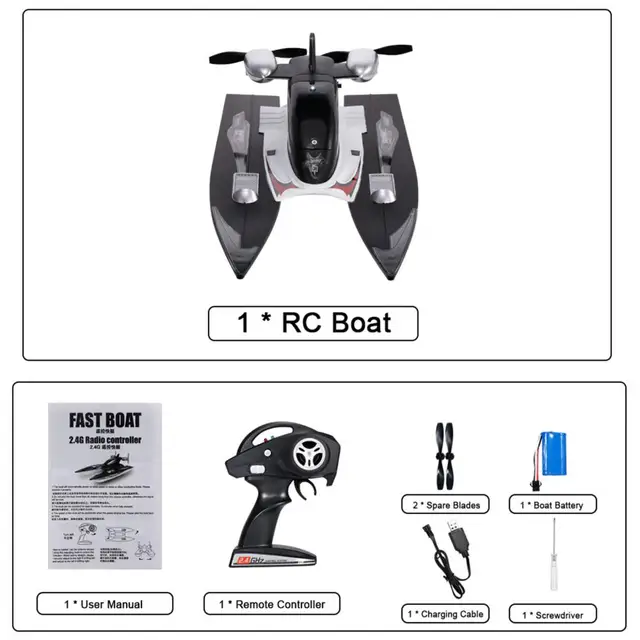 1 Set Eco-friendly 2.4G Remote Control Speedboat Yacht Toys USB Charging RC Boat Toy Capsize Protection Children Gift 1