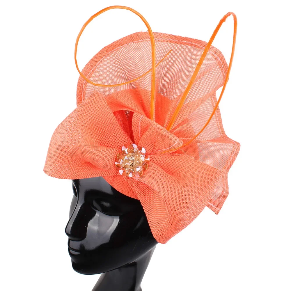Fascinators Cappelli Tea Party Cappelli Blu Navy Fiore Mesh Perline