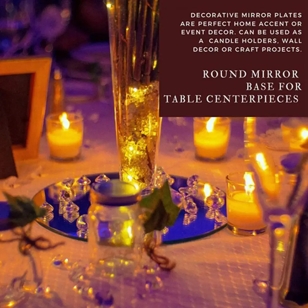 Acrylic Round Mirror Mirror Tray Home Decor Wedding Table Candle Centerpiece Photographic Background Dining Table Decor Tray