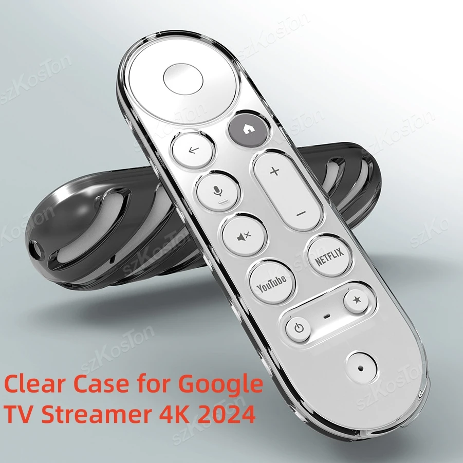 Silicone Remote Case TPU Remote Control Cases Transparent Protective Case For Google TV Streamer 4K Remote Control Shockproof Anti-Slip Sleeve For silicone remote case,silicone remote cover,silicone remote sleeve,remote controller cover,silicone case protector