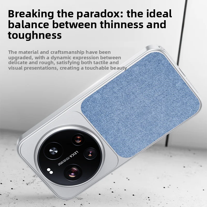 Luxury Leather Denim Style Magnetic Phone Cover with Wireless Charging Capability
