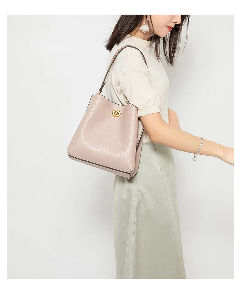 حقيبة دلو نسائية كاجوال مصنوعة من البولي يوريثان،...