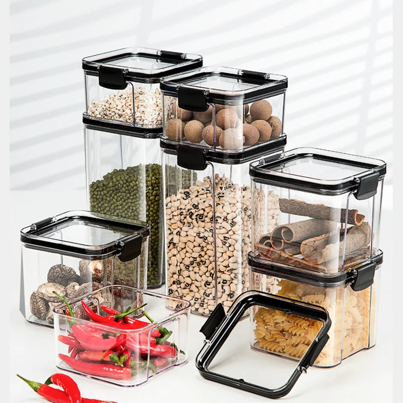 Food Grade Sealed Canister for Storing Tea, Snacks and Grains, Transparent Container with Tight Lid for the Kitchen