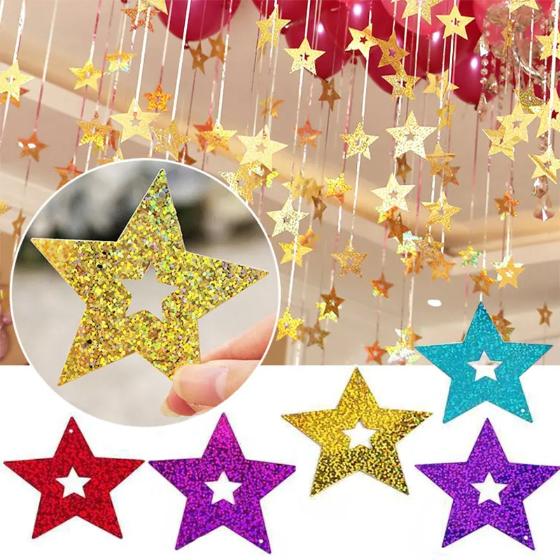 100 Stück Bling Shiny Star Pappe Karten Luftballons Anhänger Band Hochzeit Ballon Dekoration Party Ballon Zubehör Zubehör
