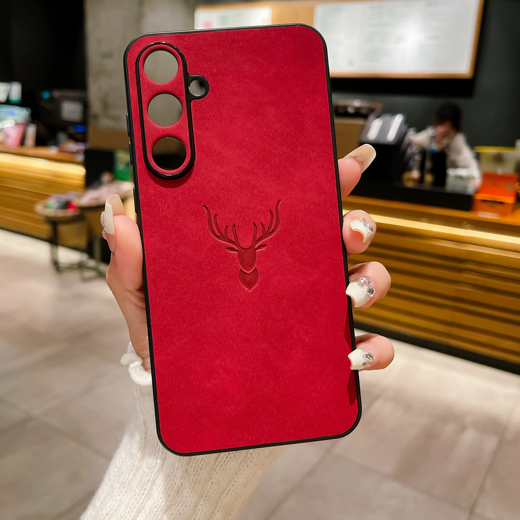 Elegant Suede Leather Shockproof Case with Silicone Bumper Cover