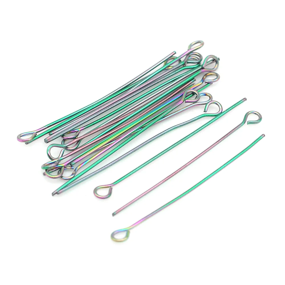 

30pcs/Lot Stainless Steel Eye Head Pins for DIY Jewelry Making Wholesale Never Fade Rainbow Silver Gold Color