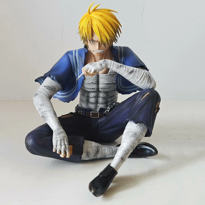 

12cm Anime One Piece Figure War Damage Sanji Action Figure Bath Fire Series Sanji Statue PVC Model Collection Toys Desktop Gifts
