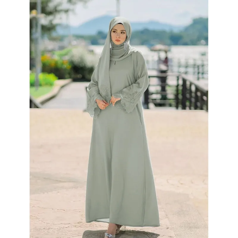 Women's Clothing Muslim Women's Robes Dress with Headscarf long dresses  robe pour femme musulmane  abaya dubai
