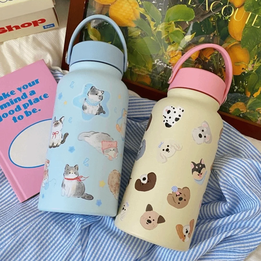 Thermos Bottle 900ml Insulated Water Bottle Leak-proof Cold Drink Portable Insulation Cup Cartoon Hot Drink Thermal Cup Student