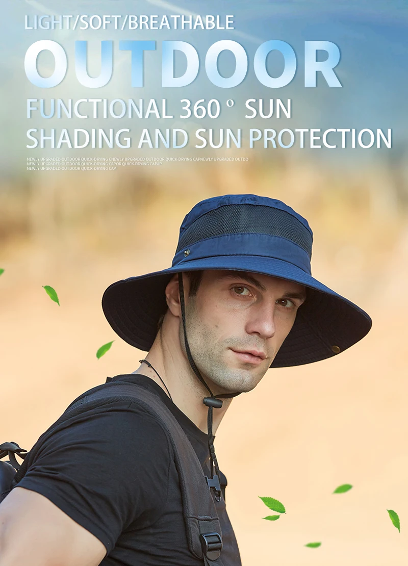 Hot Sale Xioguan 100% Polyester 9201 New Summer Breathable Fisherman Outdoor Mountaineering Big Eaf Sunshade Benni Hat_voghion.com