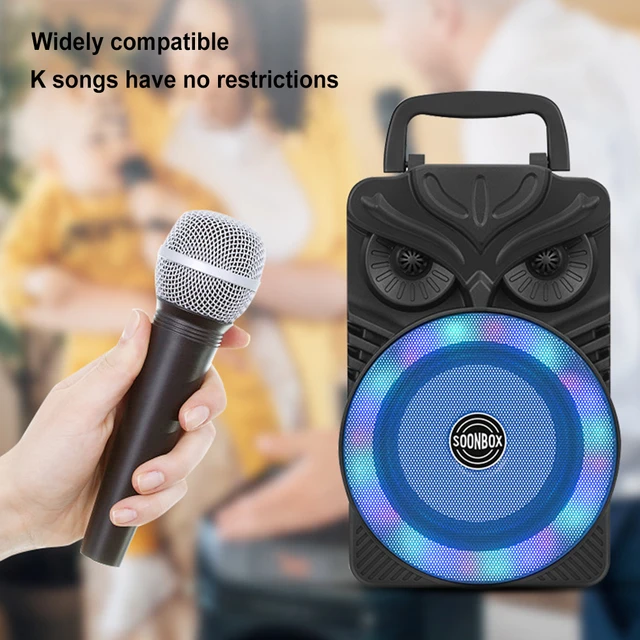 HiFi Bluetooth-Compatible Speaker FM Radio Aux HiFi Stereo Subwoofer RGB Light Karaoke Handheld Sound Subwoofer HIFI Loudspeaker 5