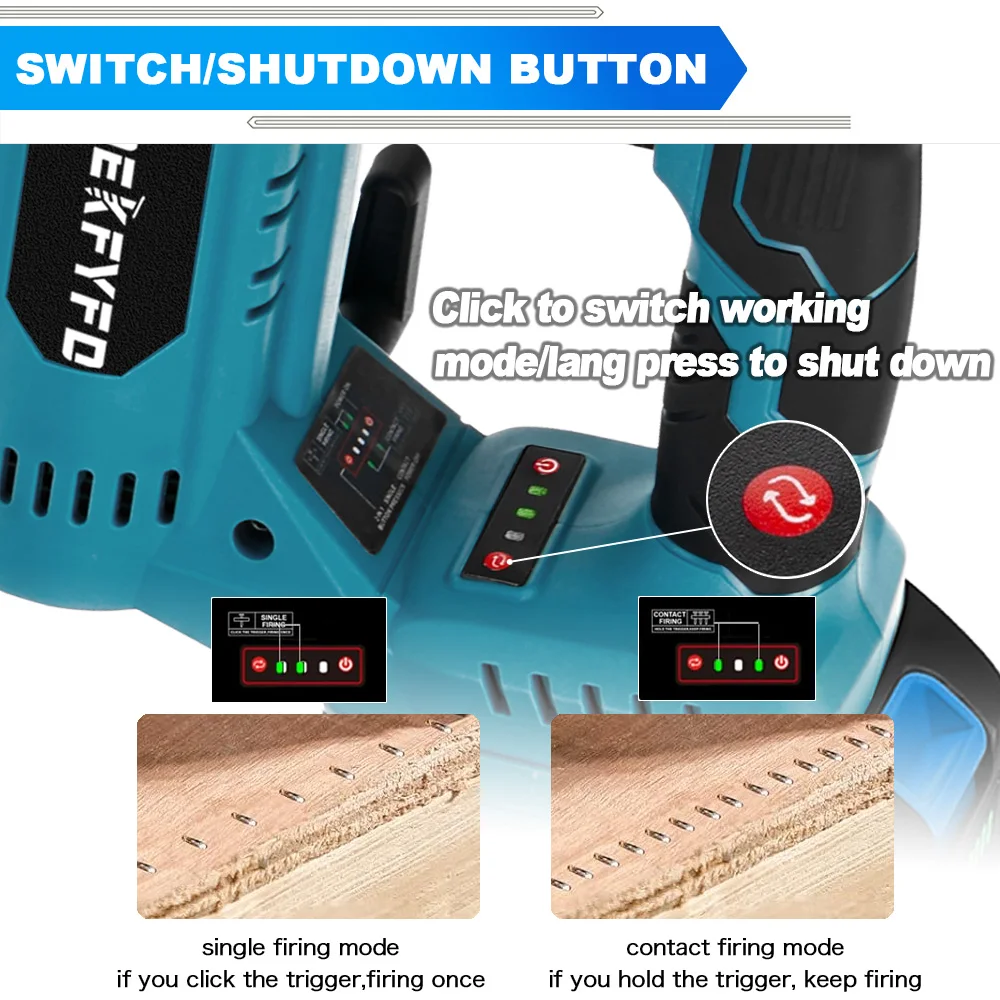 Brushless F15-50 K410-438 Wireless Cordless Electric 2 in 1 Nailer/Stapler Gun with Nail  Lithium Battery for Makita 18V Battery 4