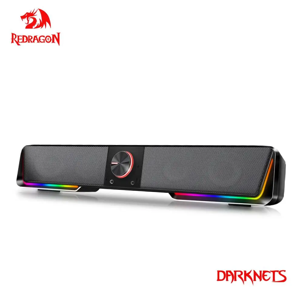 REDRAGON 다크넷 지지대 블루투스 무선 Aux 3.5 서라운드 RGB 스피커, 컴퓨터 PC 라우드스피커용 컬럼 사운드바, GS570
