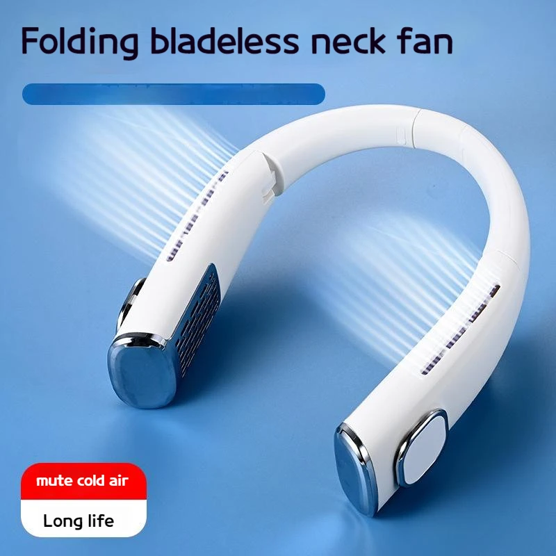 

New Hanging Neck Fan Folding Lazy Leafless Hanging Neck Small Fan Turbine Brushless Mute Outdoor Sports Wind Fan