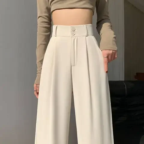 High Waisted Suit Pants for Women Various Colors Abdominal Straight Tube Summer Casual Drape Versatile Solid Color Wide Leg