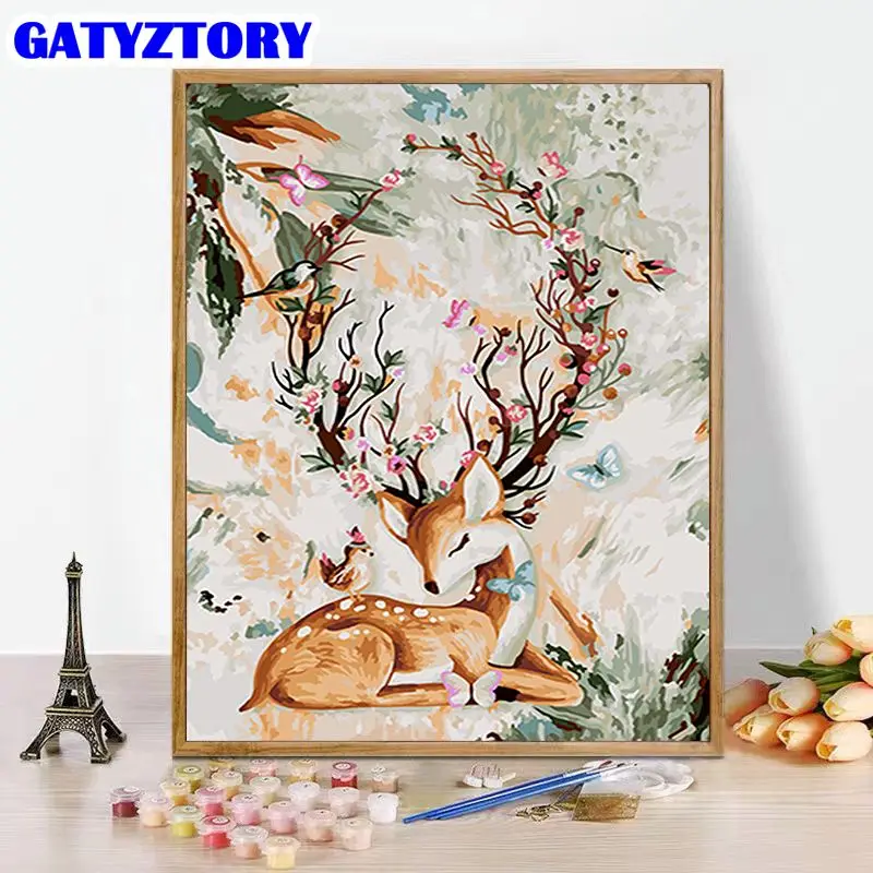 

GATYZTORY Modern Painting By Number Sika Deer Animal Picture By Numbers Wall Art Acrylic On Canvas Home Decor Picture Drawing