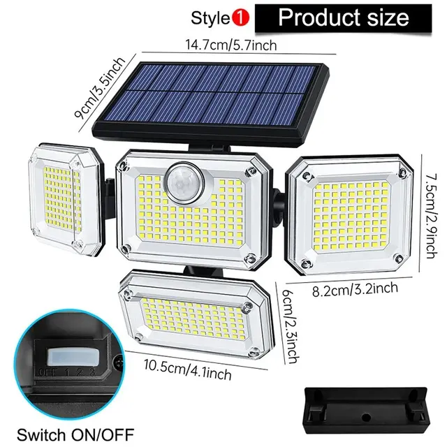 Solar Outdoor Light 122/333 LED Solar Security Flood Light with 3 Modes Adjustable Lighting Street Light for Garage Garden Patio 5