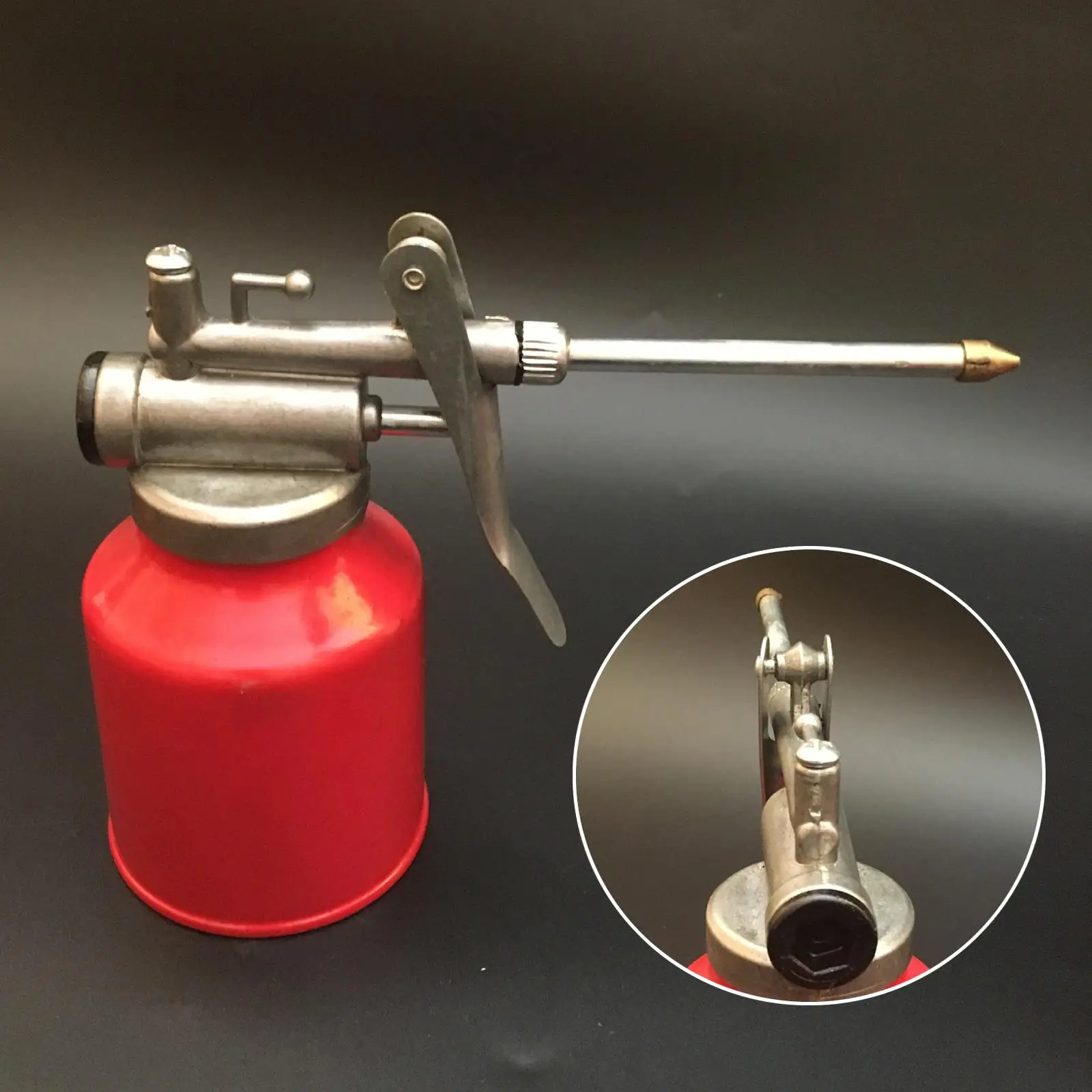 1/2 Pint Metal High Pressure Oil Can Gun Pump Squirt Spout Tools Nozzle  PumpTool