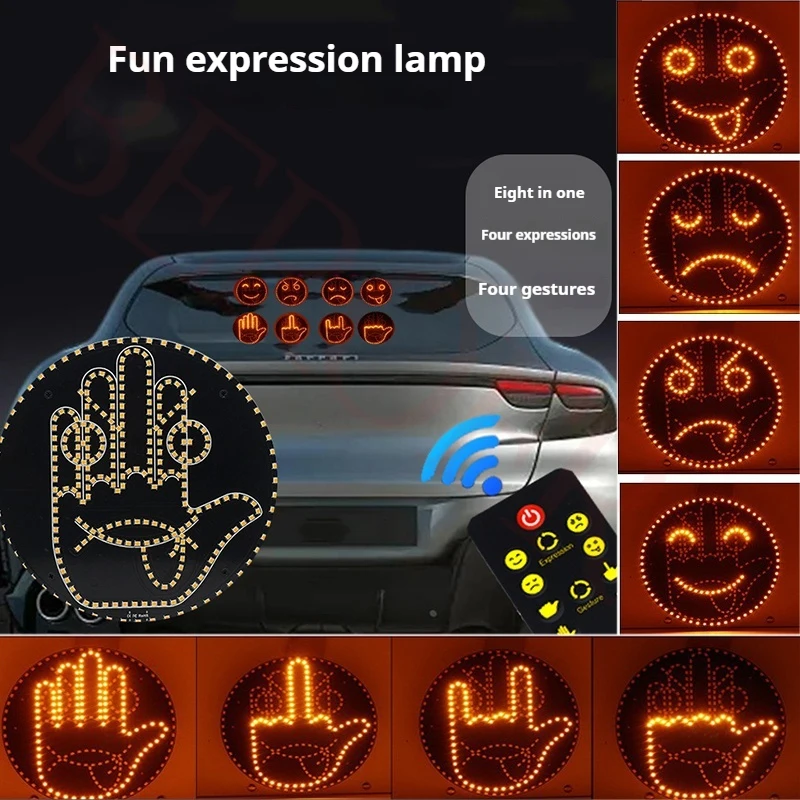 Creative Fun Three Models Gesture Lamp Car Interior Rear Windshield LED Hand Gesture Sign Middle Finger Sign Warning Brake Light