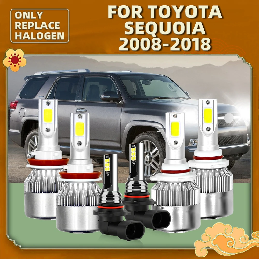 

6Pcs High Low Luces Car Headlight Bulbs + Fog Lamp 12V For Toyota Sequoia 2008 2009 2010 2011 2012 2013 2014 2015 2016 2017 2018