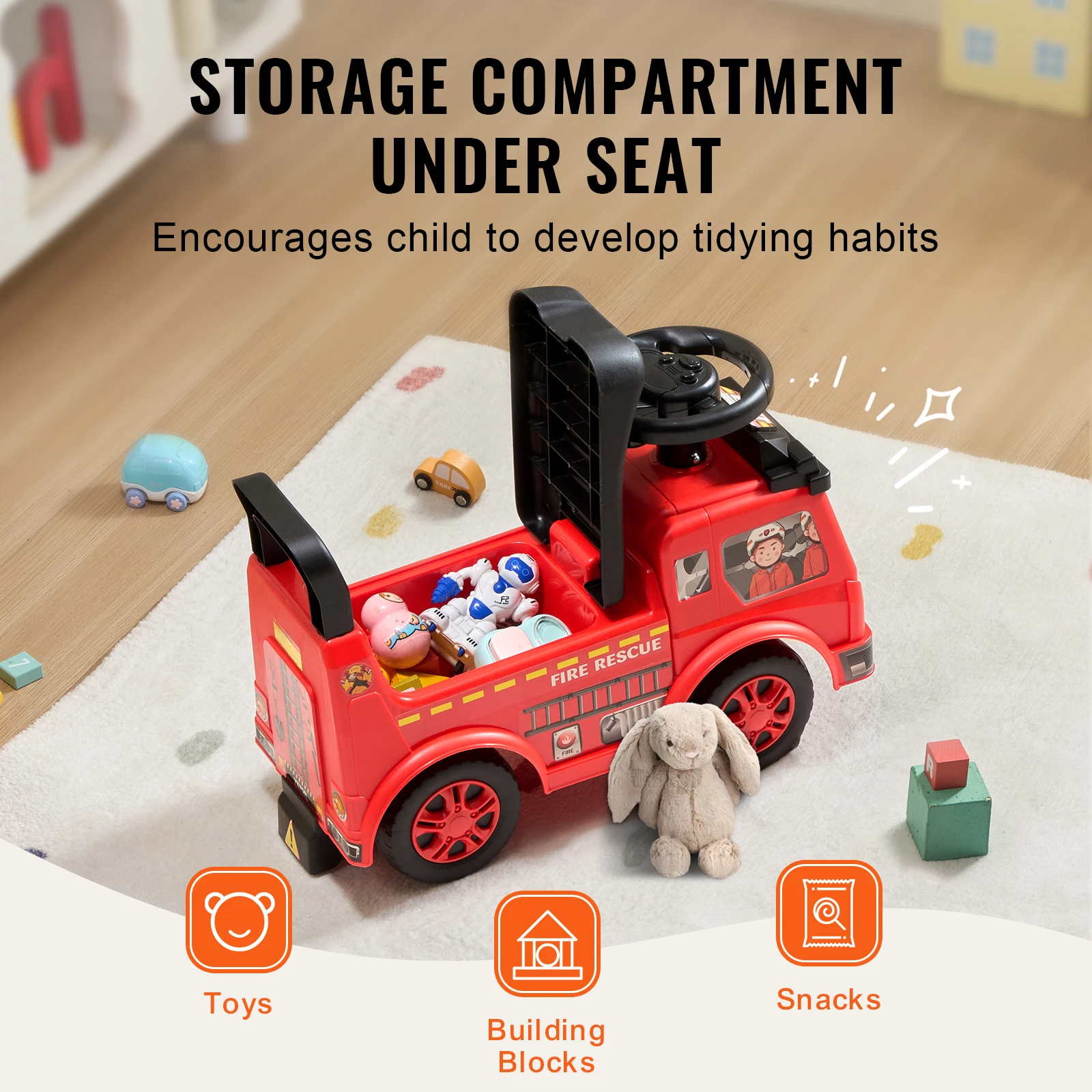 Kids Ride On Car with Music and Storage for Toddlers