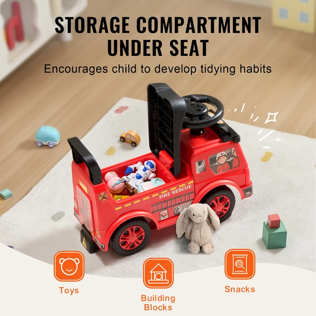 SucceBuy Ride On Push Car Kids Ride On Car with Music Steering Wheel & Under Seat Storage for Toddlers Ages 3-12 Ride Racer
