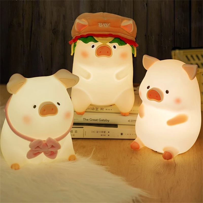 

Милый LuLu свинка сенсорные огни LULU свинка лампа экшн-фигурка куклы игрушки рождественские подарки для детей девочек свинка ночник