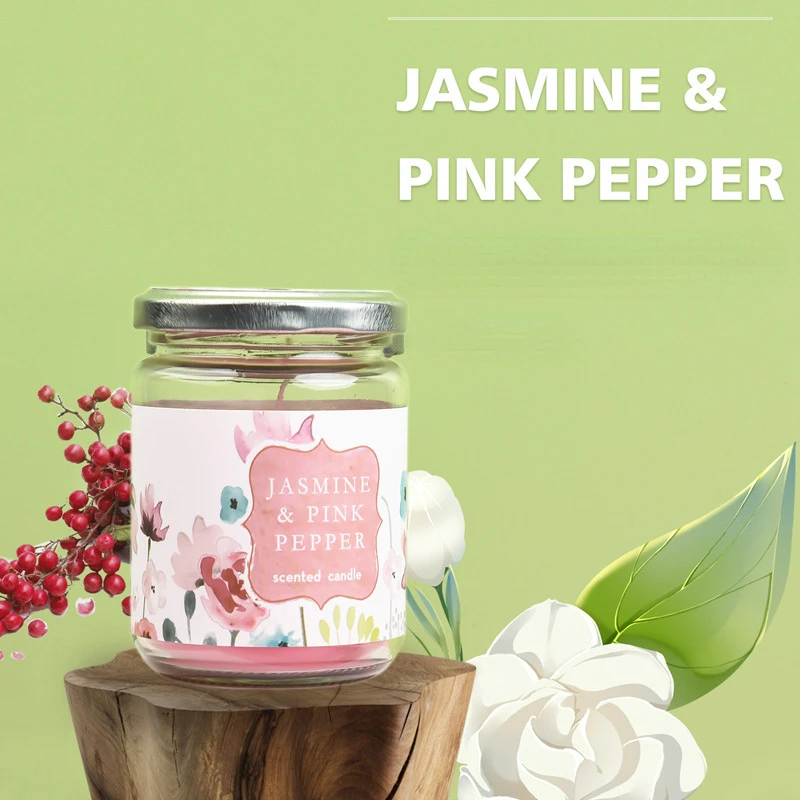 Soy Wax Glass Jar Scented Candle for Bedroom Ambience