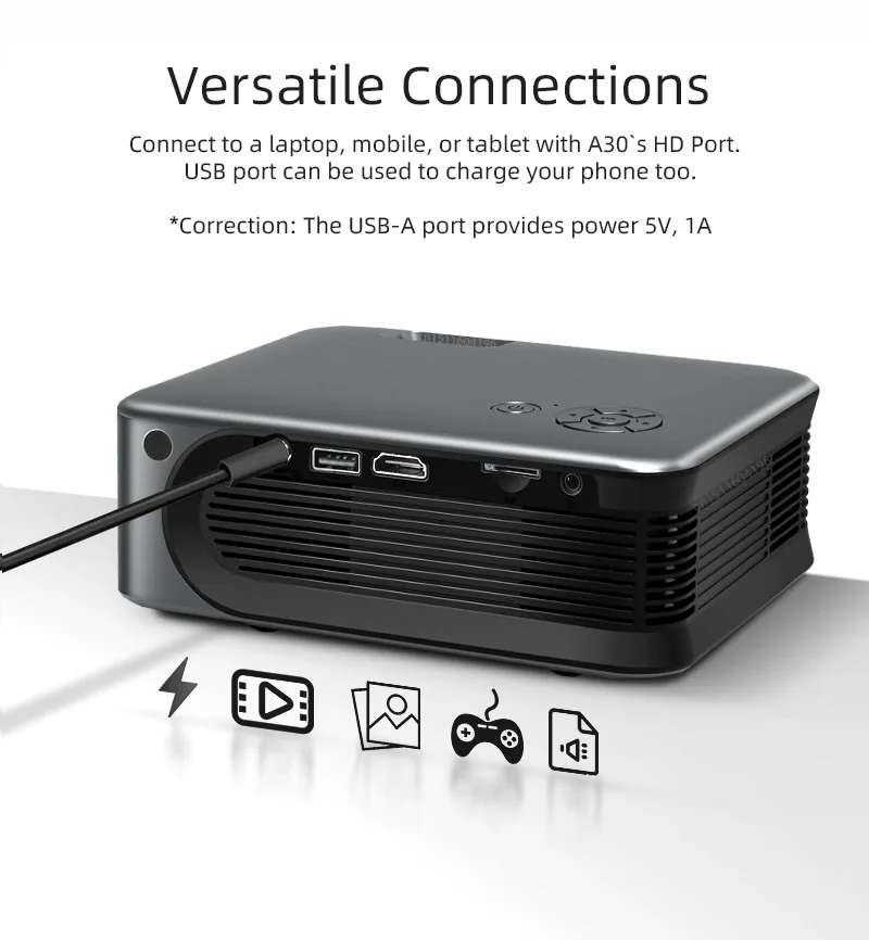 AUN A30 MINI Projector Portable Home Theater Smart TV Laser Beamer 3D Cinema LED Videoprojector for 4k 1080P Movie Via HD Port portable projector laser projector
