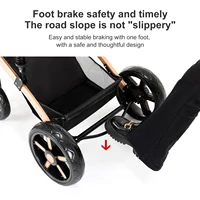Système de poussette et de landau convertible pour bébé avec nacelle à base rigide, absorption des chocs haute densité, système de freinage à un seul pied, capote réglable, coussin pour bébé, moustiquaire et poche de rangement 6