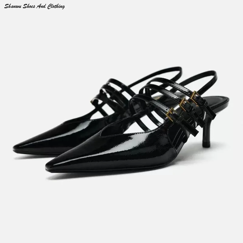 

Spanish Spring New Women's Ladies Valentine Fake Vintage Muller Party Shoes Wedding Leather Women Platform Sexy High Heels