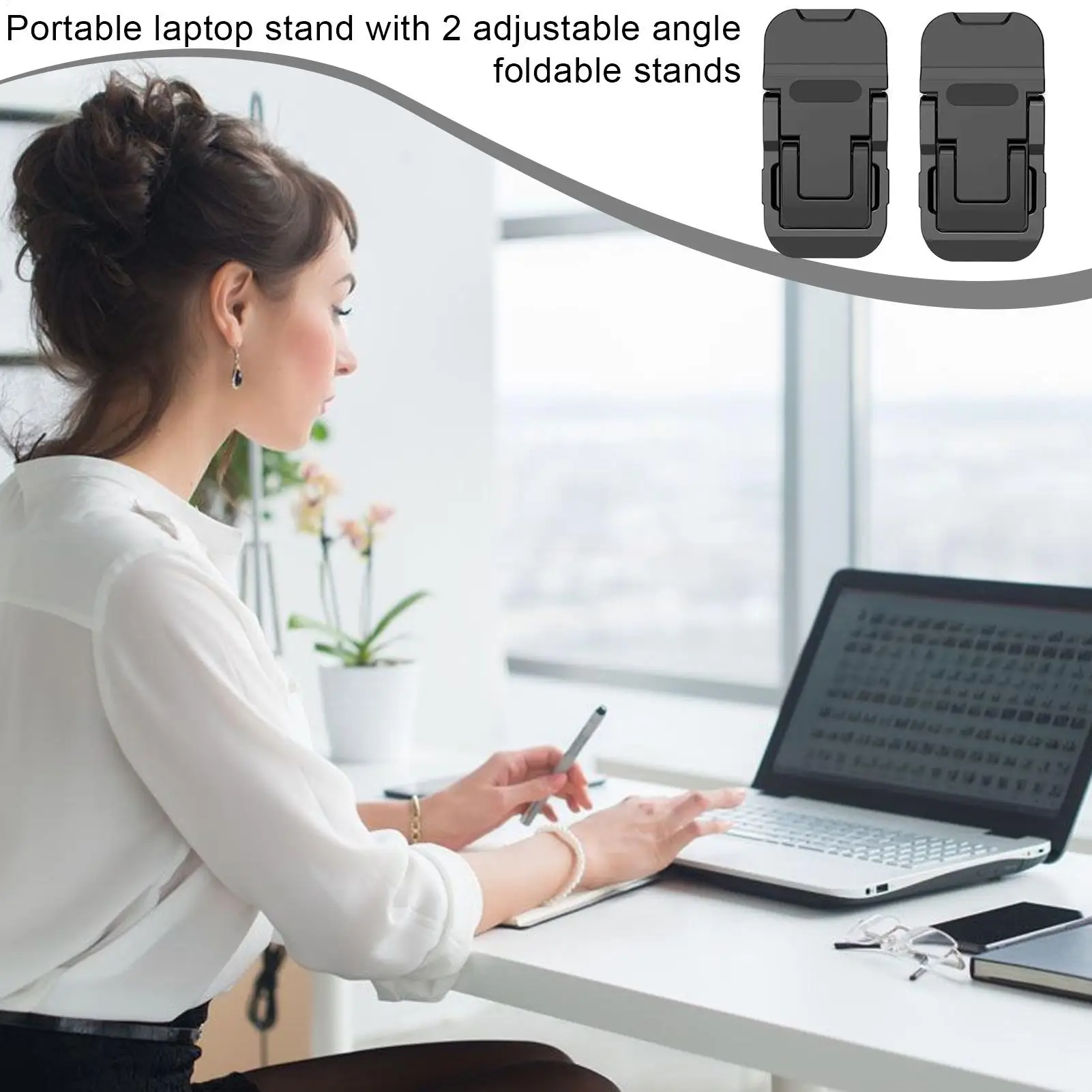 노트북 스탠드 휴대용 태블릿 스탠드 접이식 홀더 높이 조절 가능 서스펜션 쿨링 스탠드 가정 여행 기숙사용 투명 브래킷