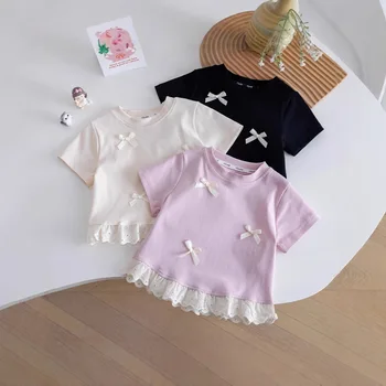 Girls Bow Lace Tee 1