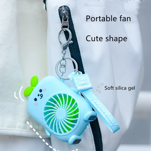 USB 미니 휴대용 팬, 여름, 학생용 소형 선풍기, 충전 로프, 열쇠 고리, 휴대용 귀여운 만화 선풍기 4