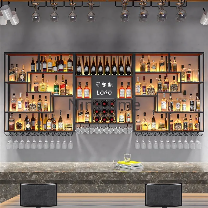 

Display Metal Wine Cabinets Wall Mounted Holder Cocktail Restaurant Bar Cabinet Living Room Unique Armario Para Vinos Furniture