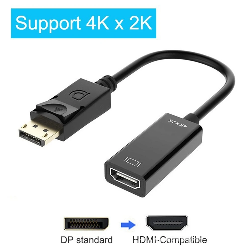 4K 디스플레이 포트-HDMI 호환 어댑터 변환기 디스플레이 포트, 남성 DP-여성 HD TV 케이블 어댑터 비디오 오디오, 50 개/묶음