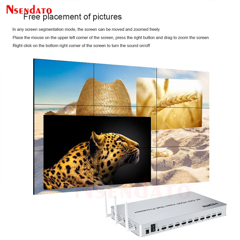 HDMI Video Wall Controller Processor 4K 5x9 1x5 4x1 2x2 4x2 3x3 5X1 Multi Screen HDMI Wall Video Stitching Processor RS232
