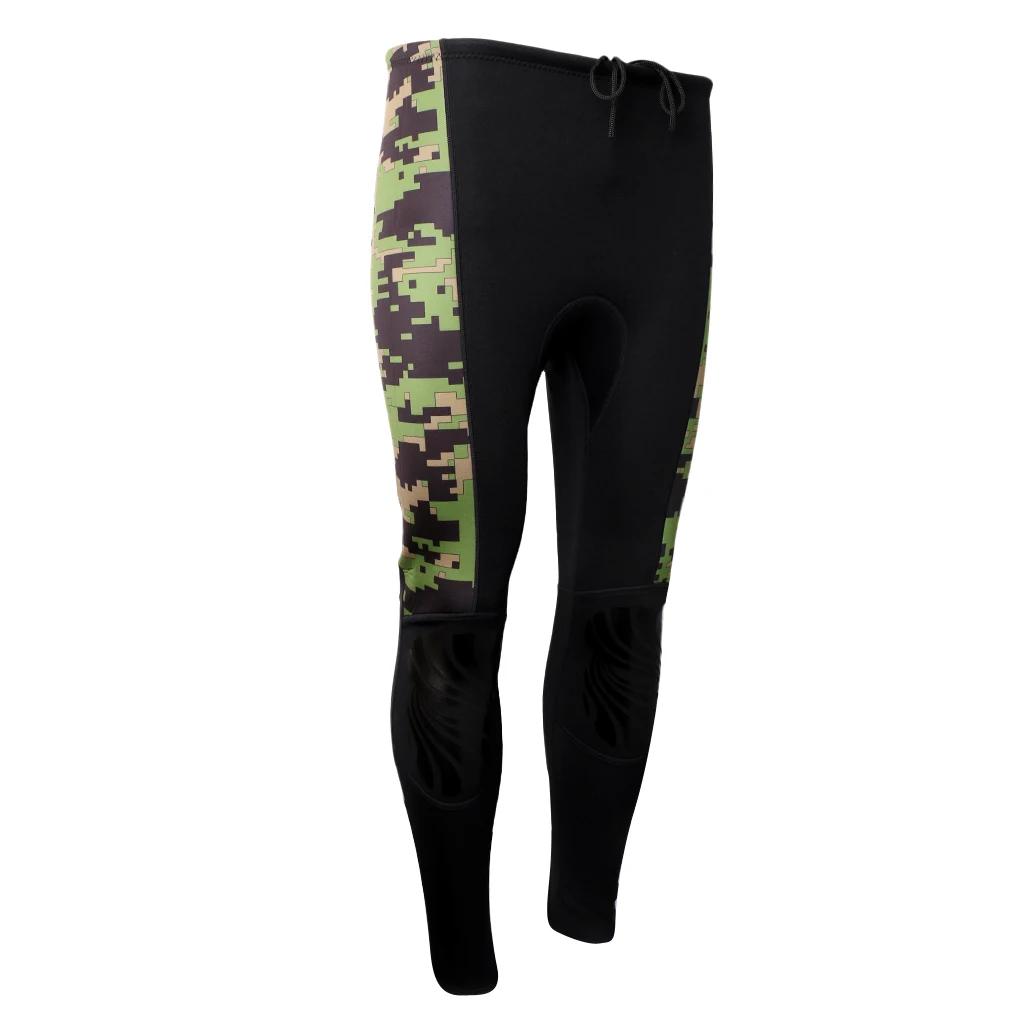 2.5mm Neoprene Green Camo Swimwear Scuba Diving Snorkel Surf SUP Canoe Wetsuit Long Pants for Men Women