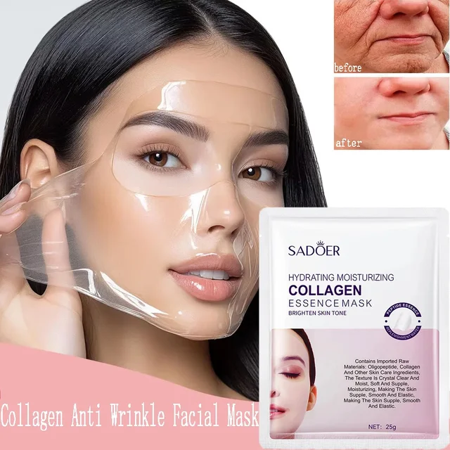 Collagen Anti Wrinkle Facial Mask Anti Aging Fade Fine Lines Firm Skin Moisturizing Brightening Smooth SkinCare Korean Cosmetics 2