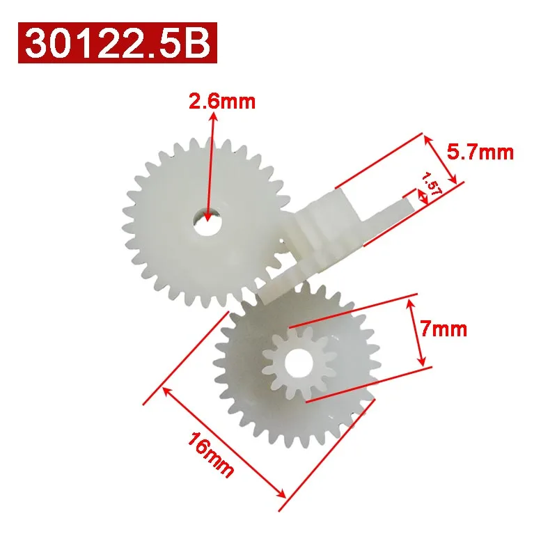 30122.5B 0.5M Plastic POM Gear Diameter 16mm 30 Teeth 12 Teeth Double Layer Gear 2.55mm Hole DIY Toy Parts Accessories 30T + 12T