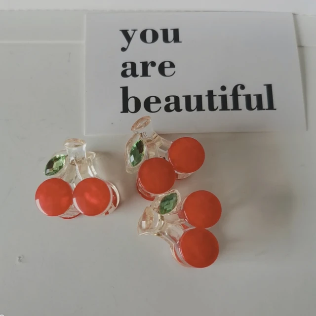 3PC Korean Kawaii Cute Cherry Hair Clip Claw Clamp for Women Girls Kids Hairpin Crab Headband Hair Gift Accessories Headwear 3PC red