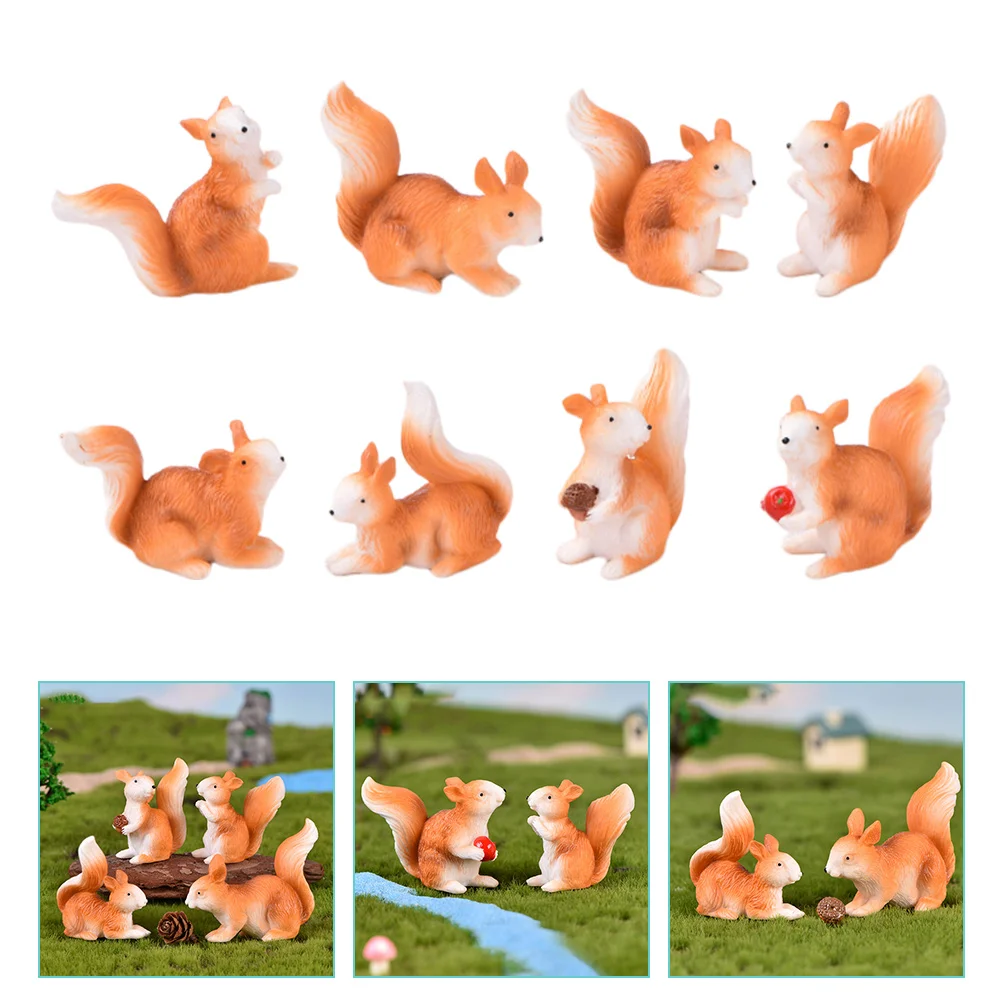 

8 Pcs Moss Little Squirrel Ornament Decor Micro Ornaments Resin Landscape Adornment