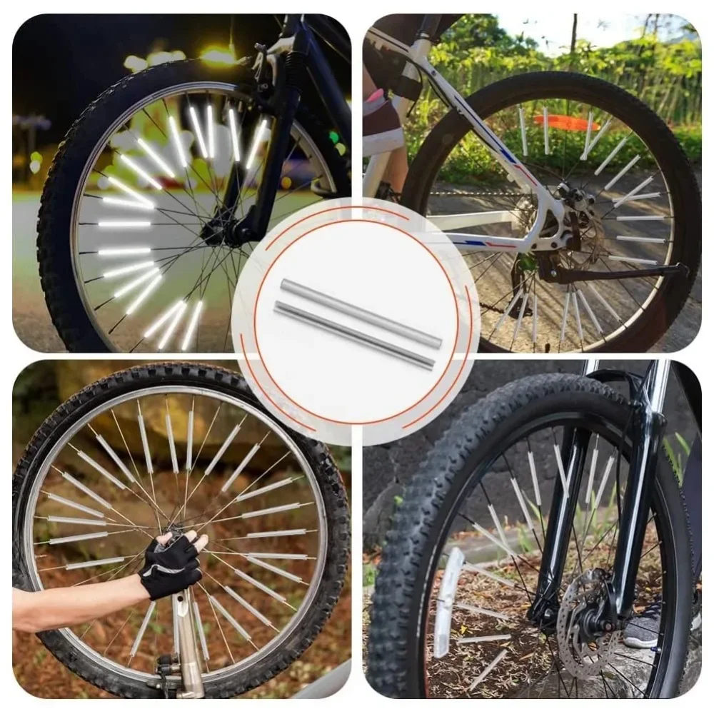 12Pcs Reflective Mount Clip Tube Warning Strip Bicycle Wheel Spoke Reflector Stripe Steel Wire Lamp MTB Bike Reflector Light