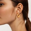 Stainless Steel Smooth Round Tube Chunky Hoop Earrings for Women Glossy Gold Plated Heart Geometric Threaded Ear Hoops Jewelry 6