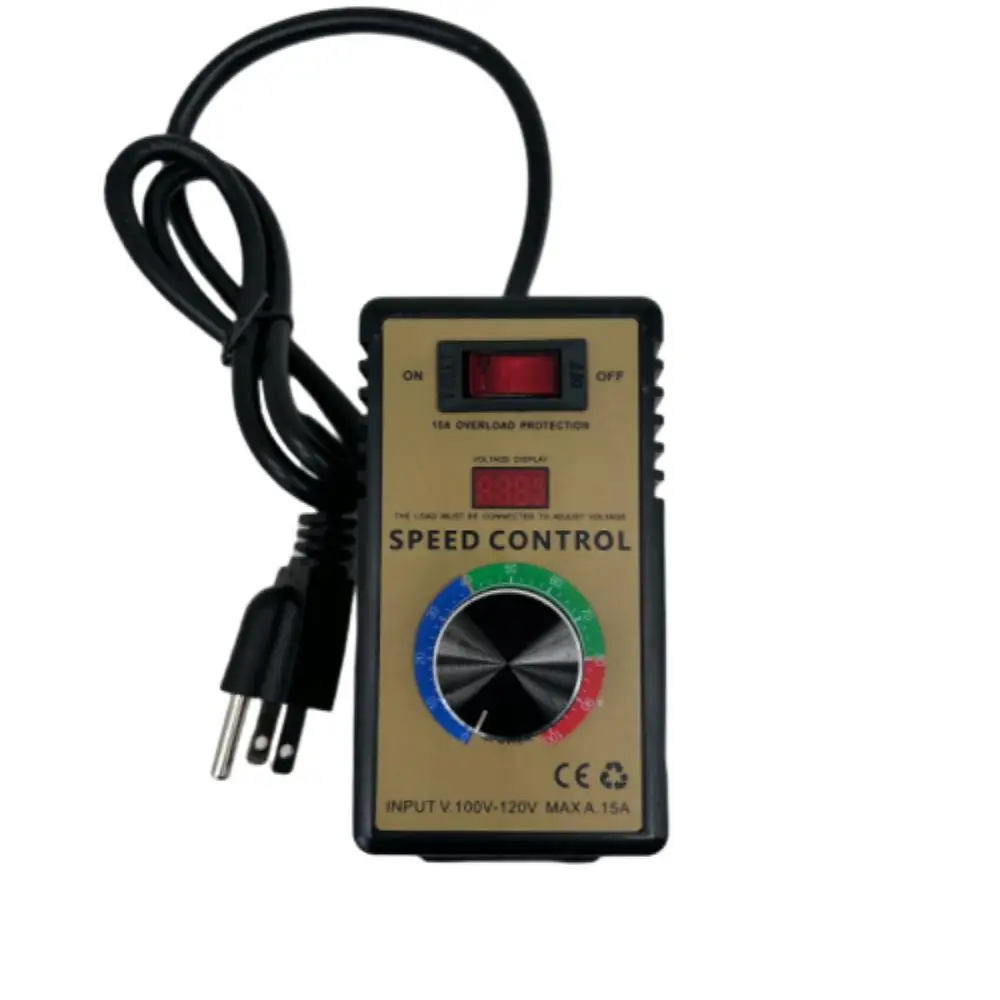 

Overload Protection Speed Control Switch 110V 120V 15A Fan Stepless Governor Speed Temperature Dimming Regulator US Plug