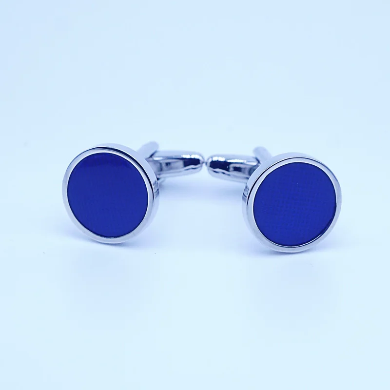 Blue Enamel Cufflinks Set Round Button Men's Accessory Fashion Jewelry French Shirt Cuff Links for Men Gift