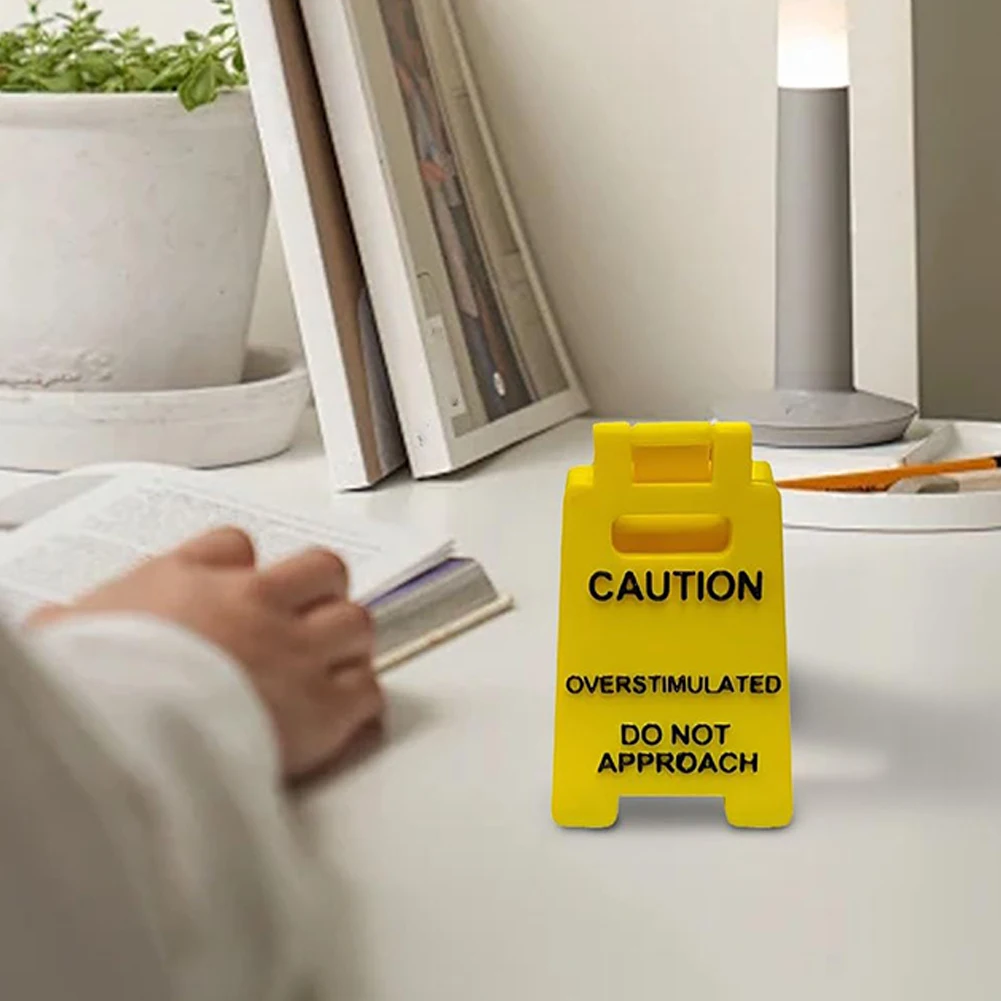 Caution Overstimulated Desk Sign Desk Caution Sign Funny Do Not Approach Table Sign Decorative 3D Printed for Coworker Teammate