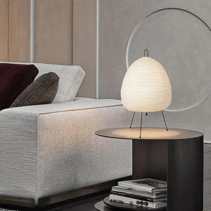 Japanese-style tripod paper lamp creative simple lantern bedroom bedside retro art design decorative table lamp table lamp