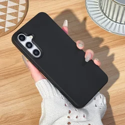 Matte Solid Color Leather Shockproof Phone Case - Soft Protective Cover - Galaxy S23 Ultra (Black)