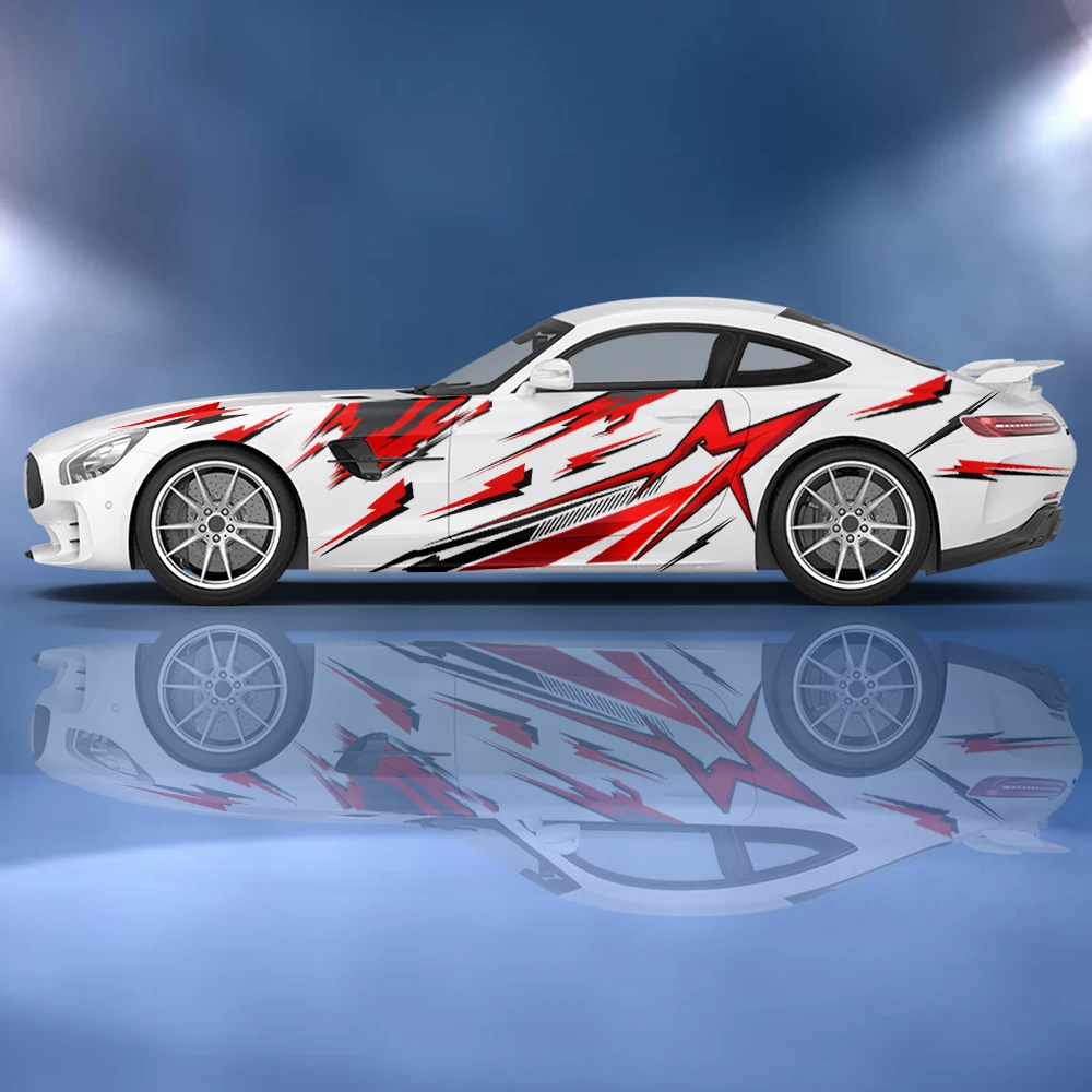 

Молния абстрактная несимметричная графика автомобиль боковая Наклейка виниловая бумага Мотоспорт краска аксессуары Подходит для грузовика suv автомобиль наклейка